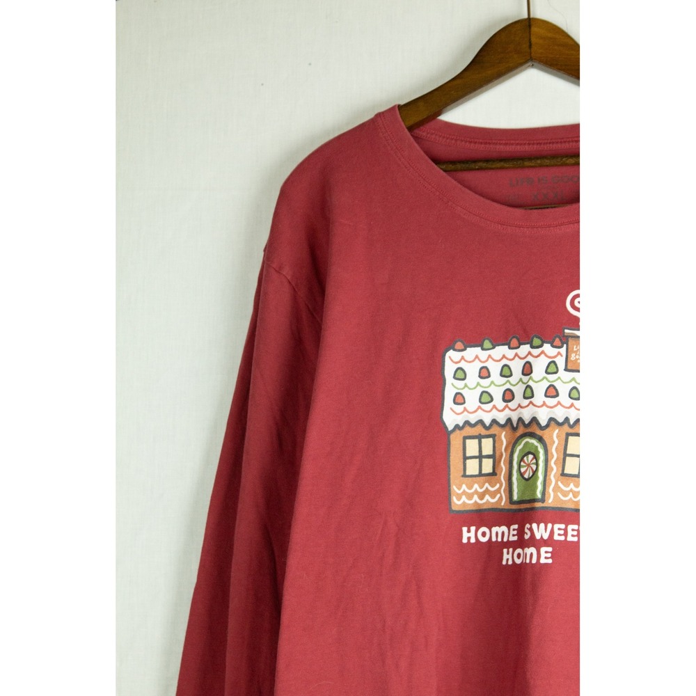 Life is Good Womens Red Gingerbread Home Sweet Home Long Sleeve Crusher Tee XXL - Picture 3 of 14